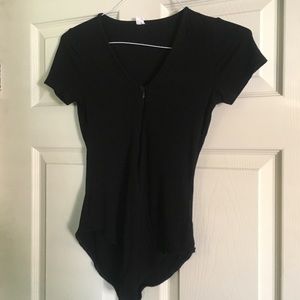 Out From Under Black Ribbed Body Suit Size M